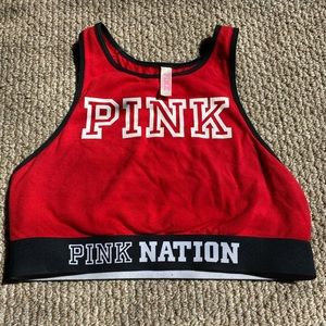 Red sports bra, racer back